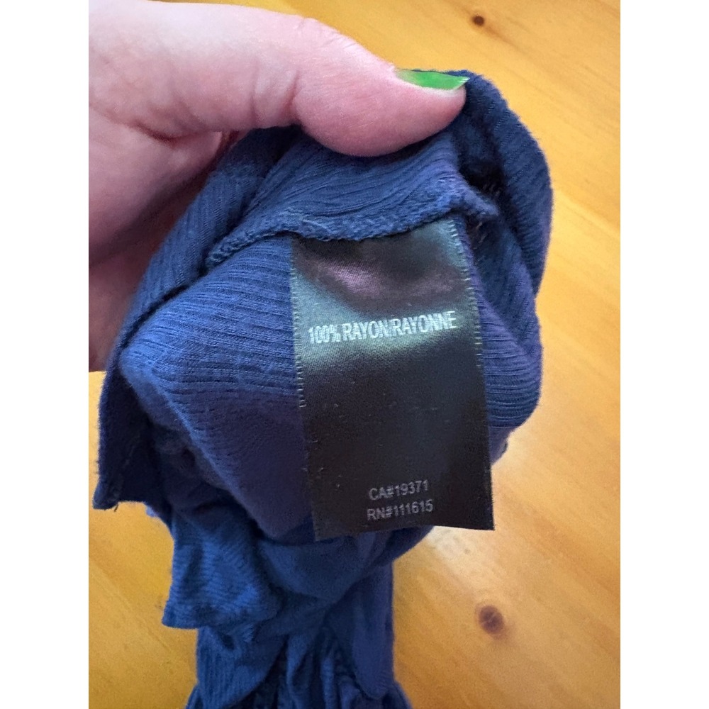 Robert‎ Rodriguez Navy Blue Ruffle Ribbed Knit Racerback Top Small - Picture 5 of 7